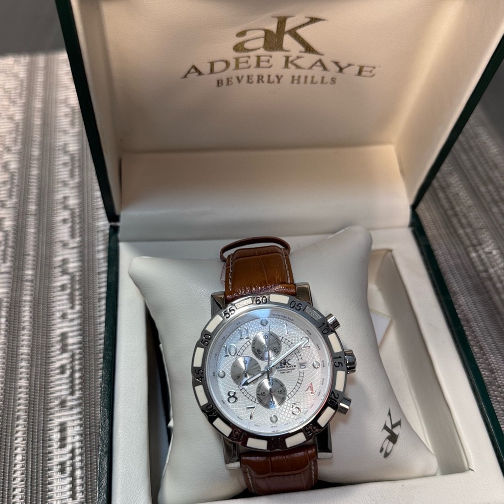 Adee Kaye Silver and Brown Men's Watch
